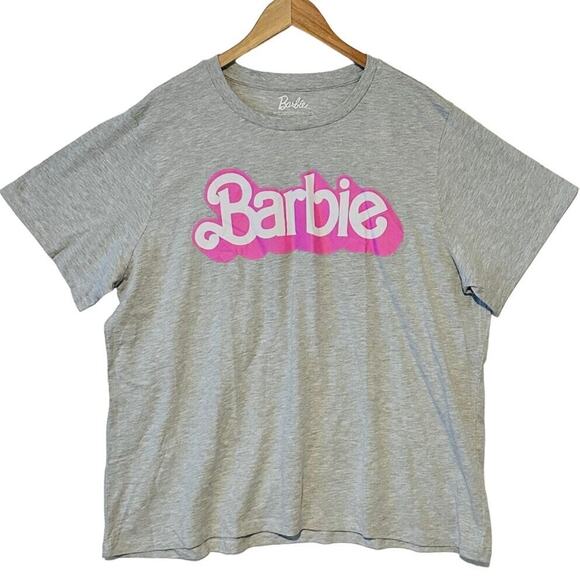 Barbie Short Sleeve T-Shirt Plus 3X Crewneck Heather Gray Feminine Girly NEW - Picture 1 of 5